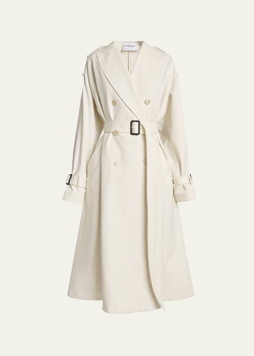 Givenchy Cocoon Shoulder Double-Breasted Belted Trench Coat