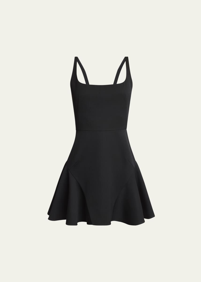 Givenchy Square-Neck Sleeveless Ruffle Fluted Mini Dress