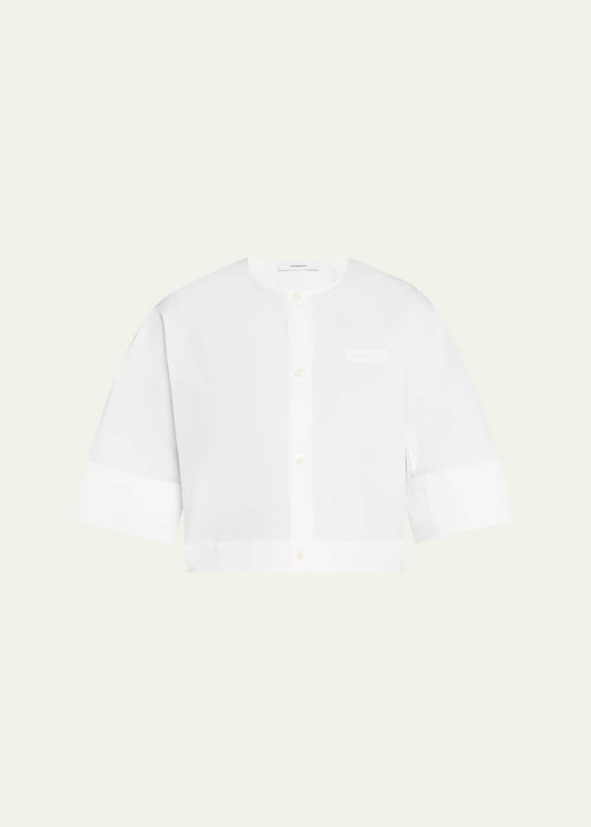 Givenchy Poplin Cocoon-Sleeve Cropped Shirt