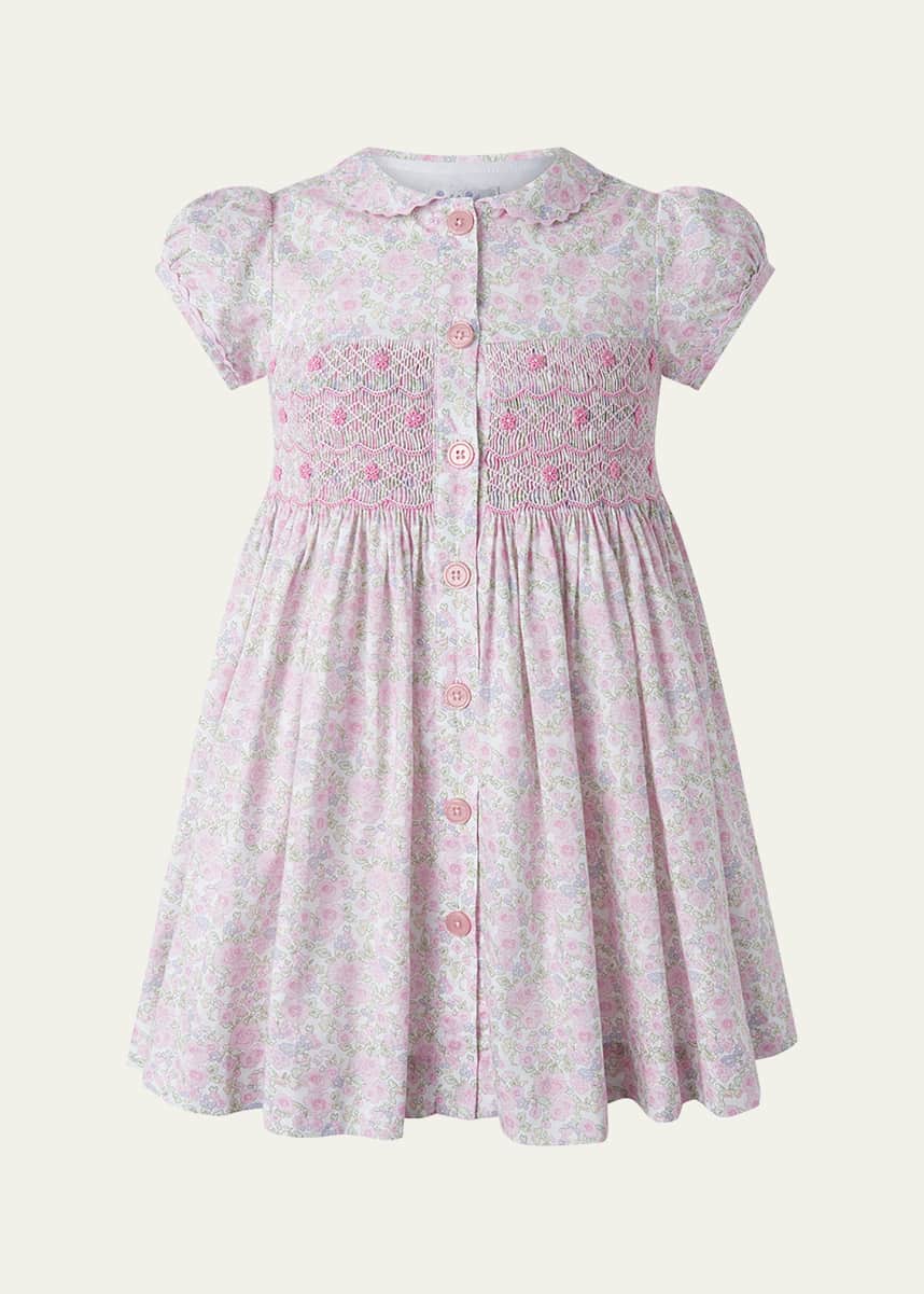 Rachel Riley Girl's Ditsy Floral-Print Smocked Dress, Size 2-10