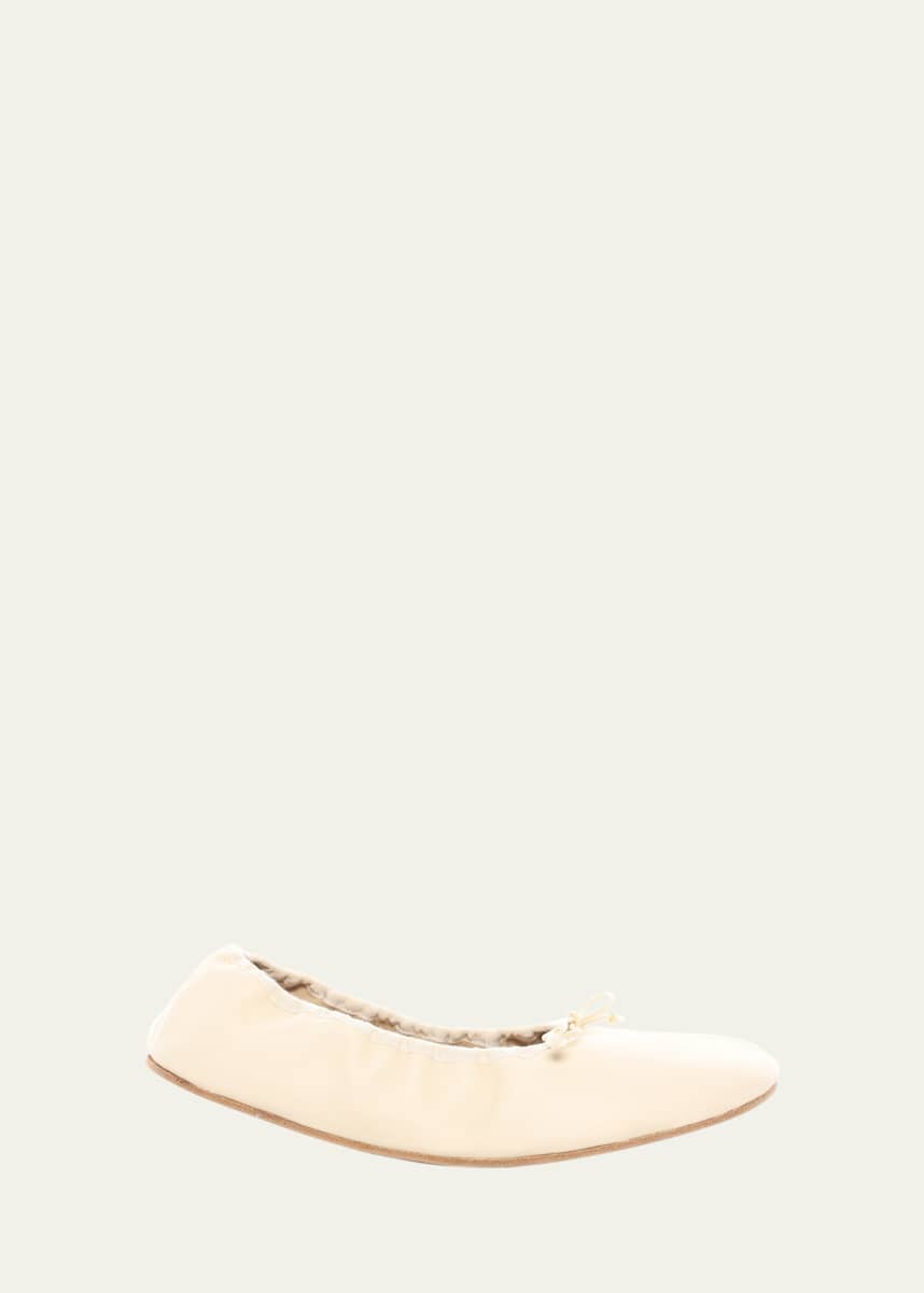THE ROW Leather Bow Ballerina Flats