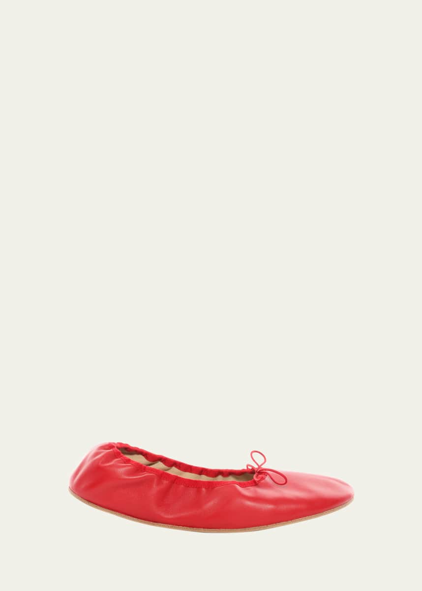 THE ROW Leather Bow Ballerina Flats