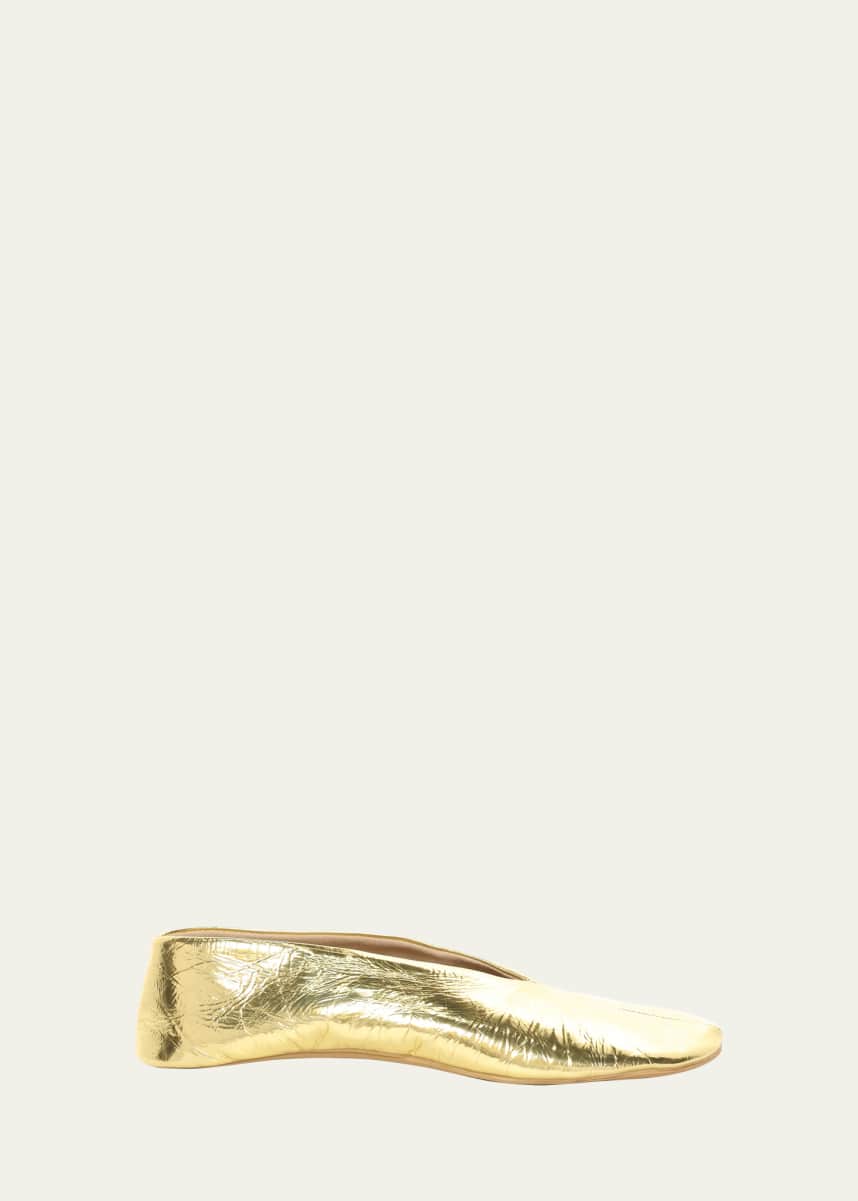 THE ROW Stella Metallic Leather Ballerina Slippers