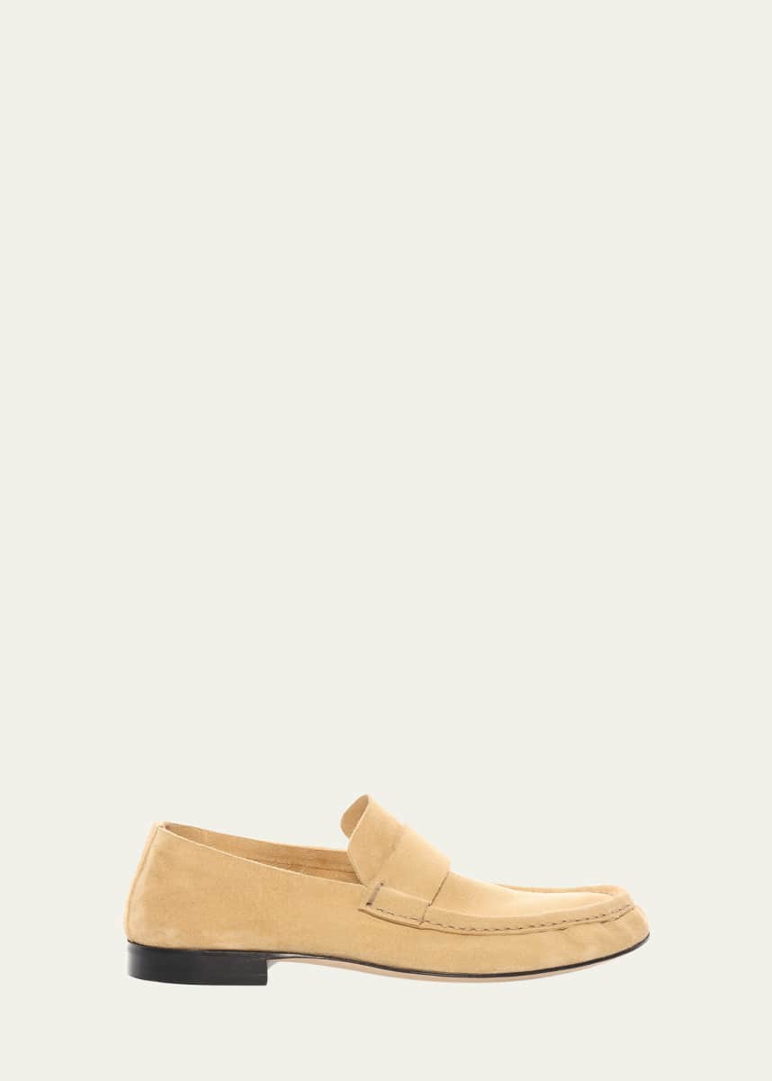 THE ROW Calf Suede Slip-On Loafers