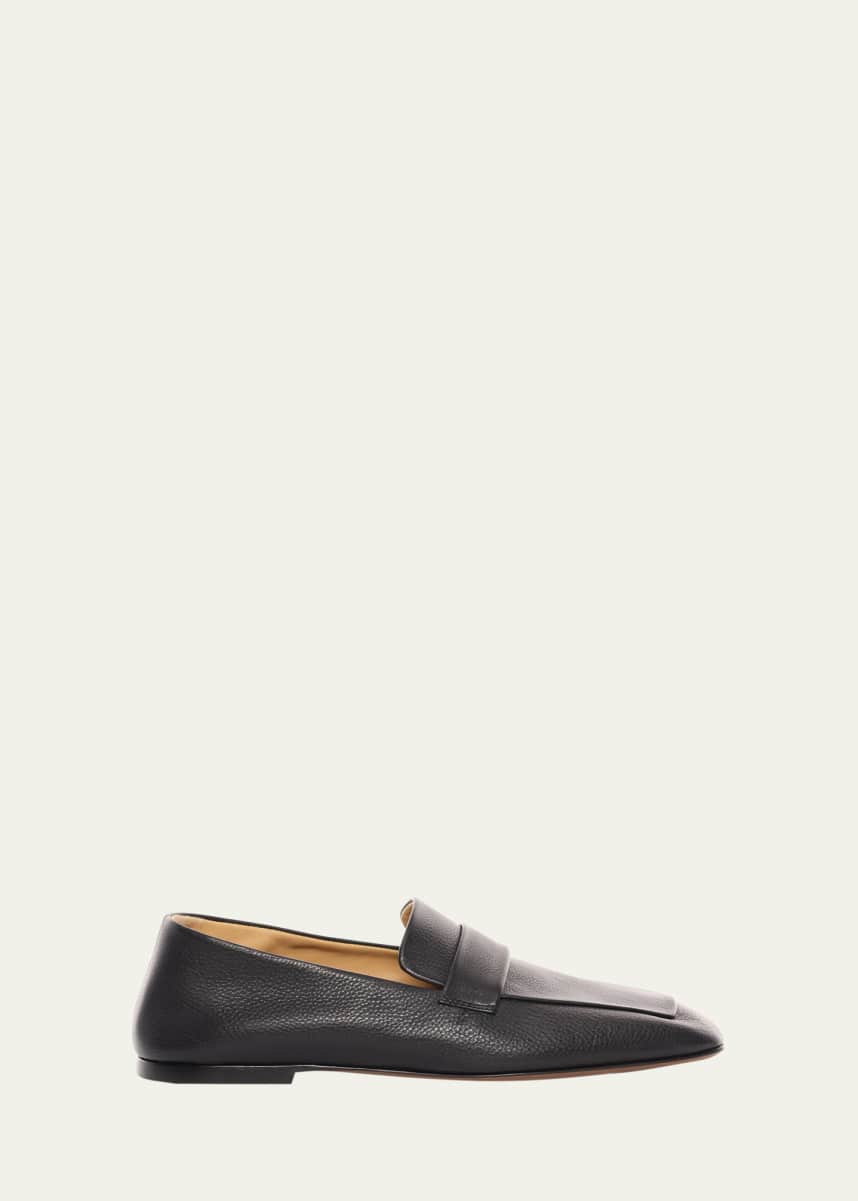 THE ROW Leather Square-Toe Loafers