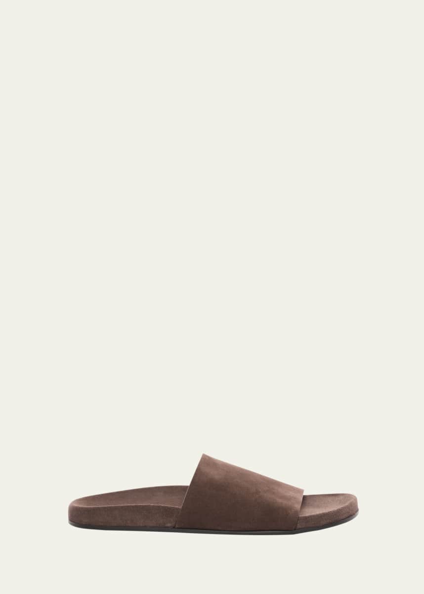 THE ROW Hugh Suede Flat Slide Sandals