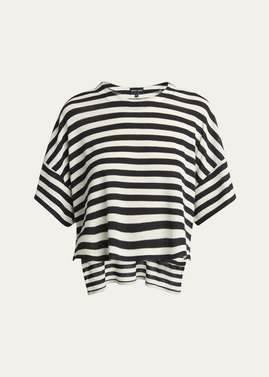 Giorgio Armani Stripe High Low Wool T-Shirt