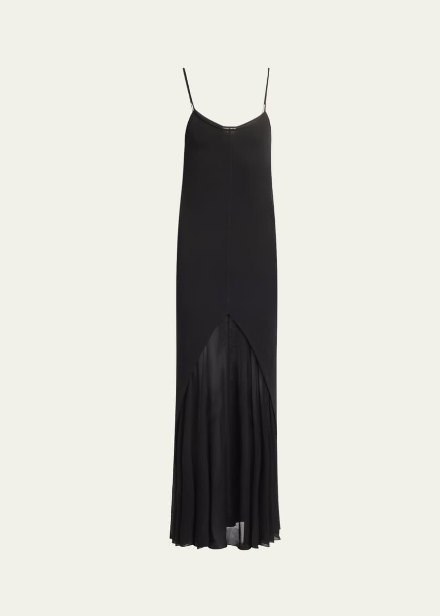 Giorgio Armani Sheer Skirt Panel Jersey Dress