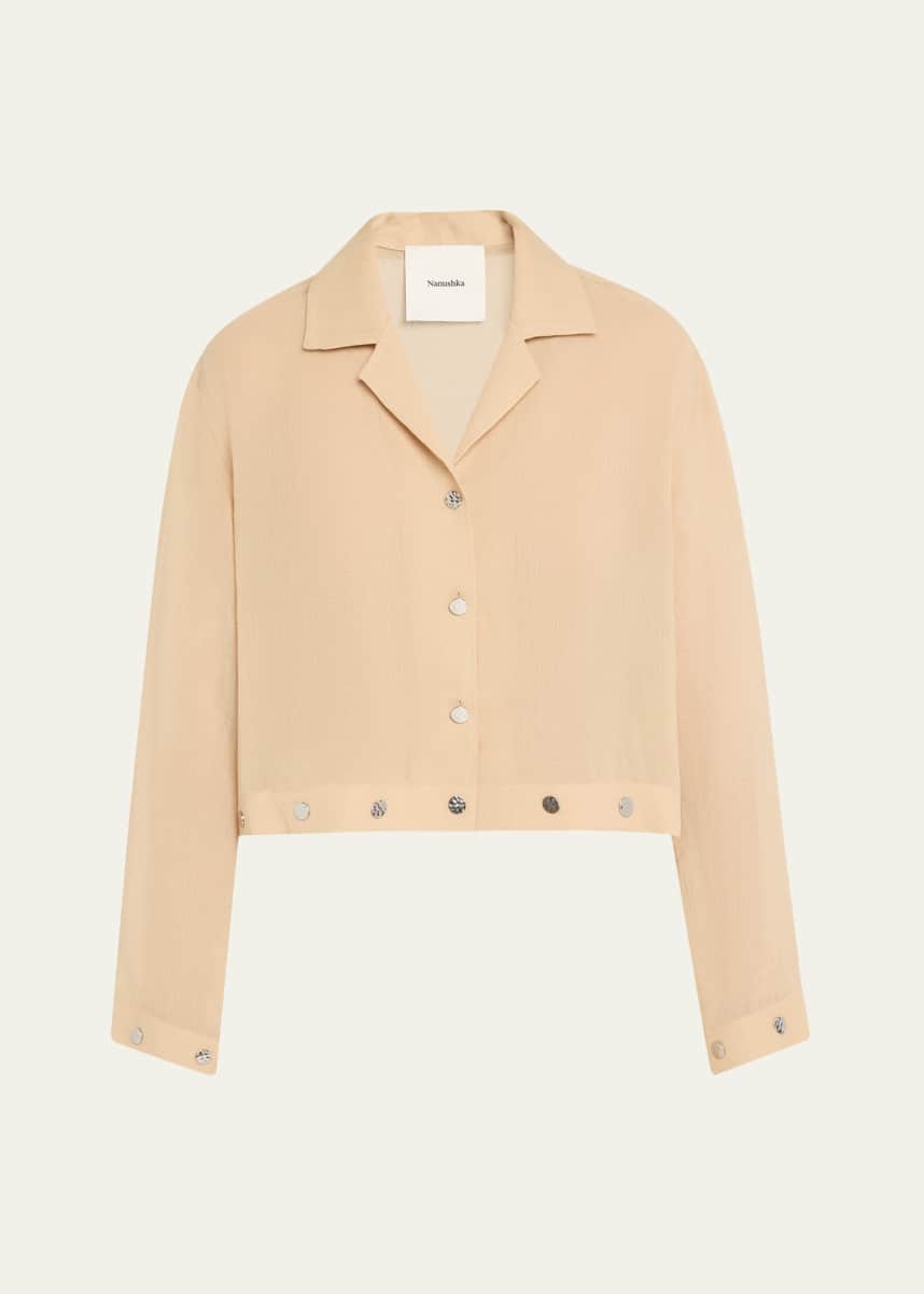 Nanushka Vally Studded Cropped Gauze Shirt