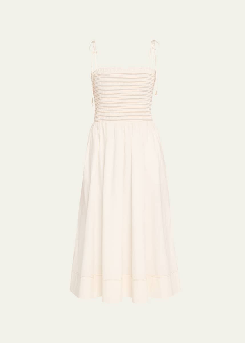 Veronica Beard Kaela Smocked A-Line Midi Dress