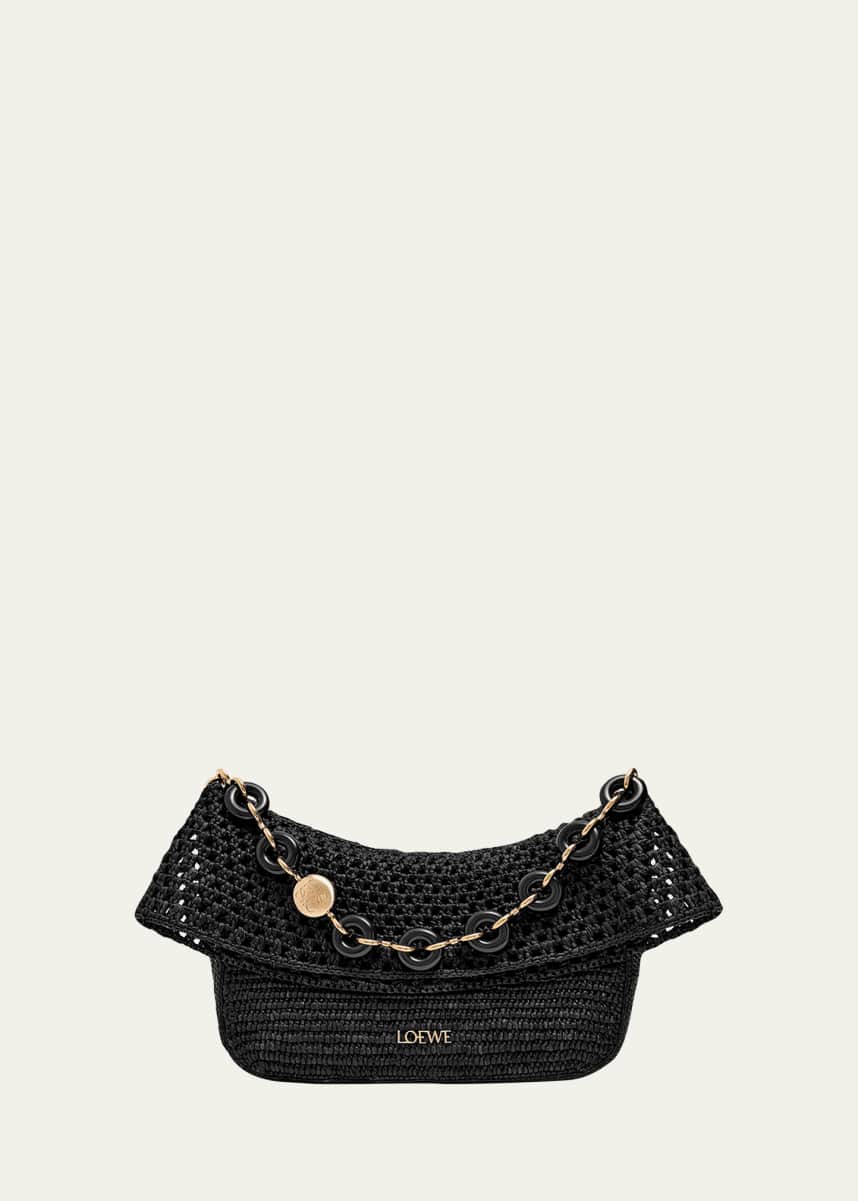 Loewe Ola Small Shoulder Bag in Raffia and Leather