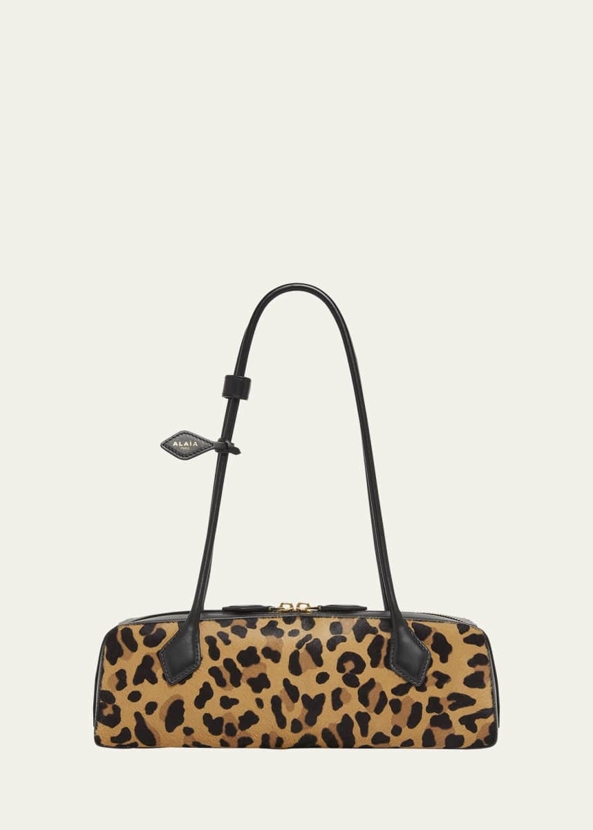 ALAIA Le Teckel Medium Shoulder Bag in Leopard Calf Hair