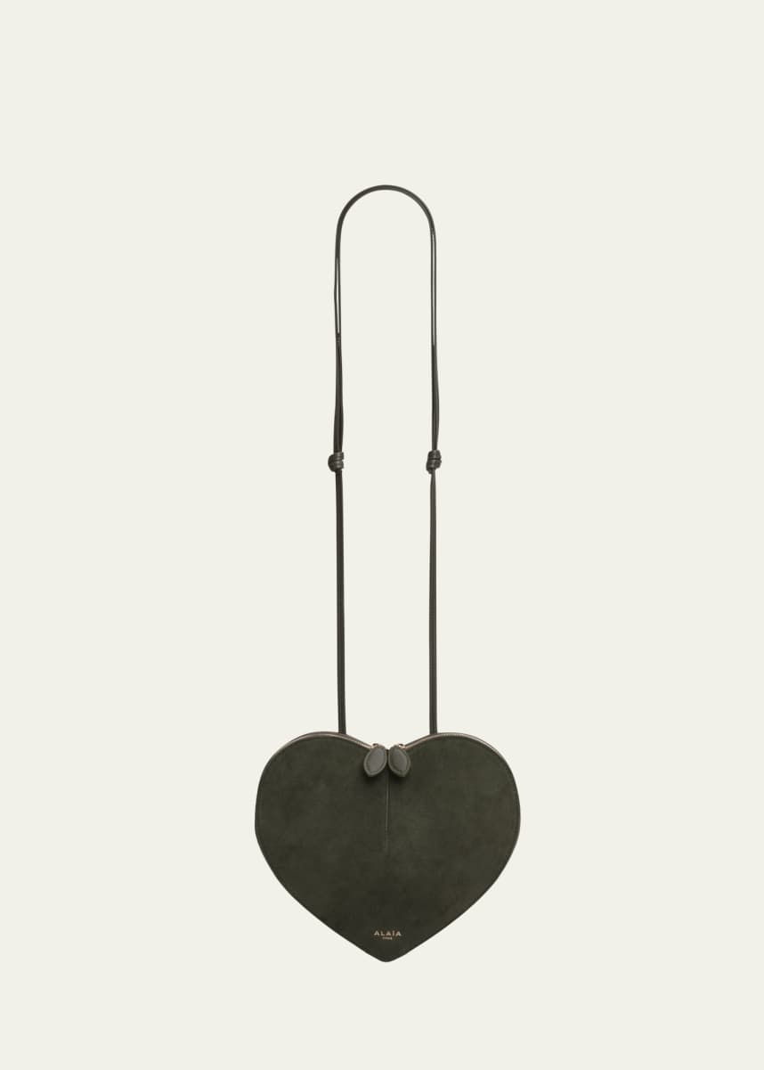 ALAIA Le Coeur Crossbody Bag in Suede
