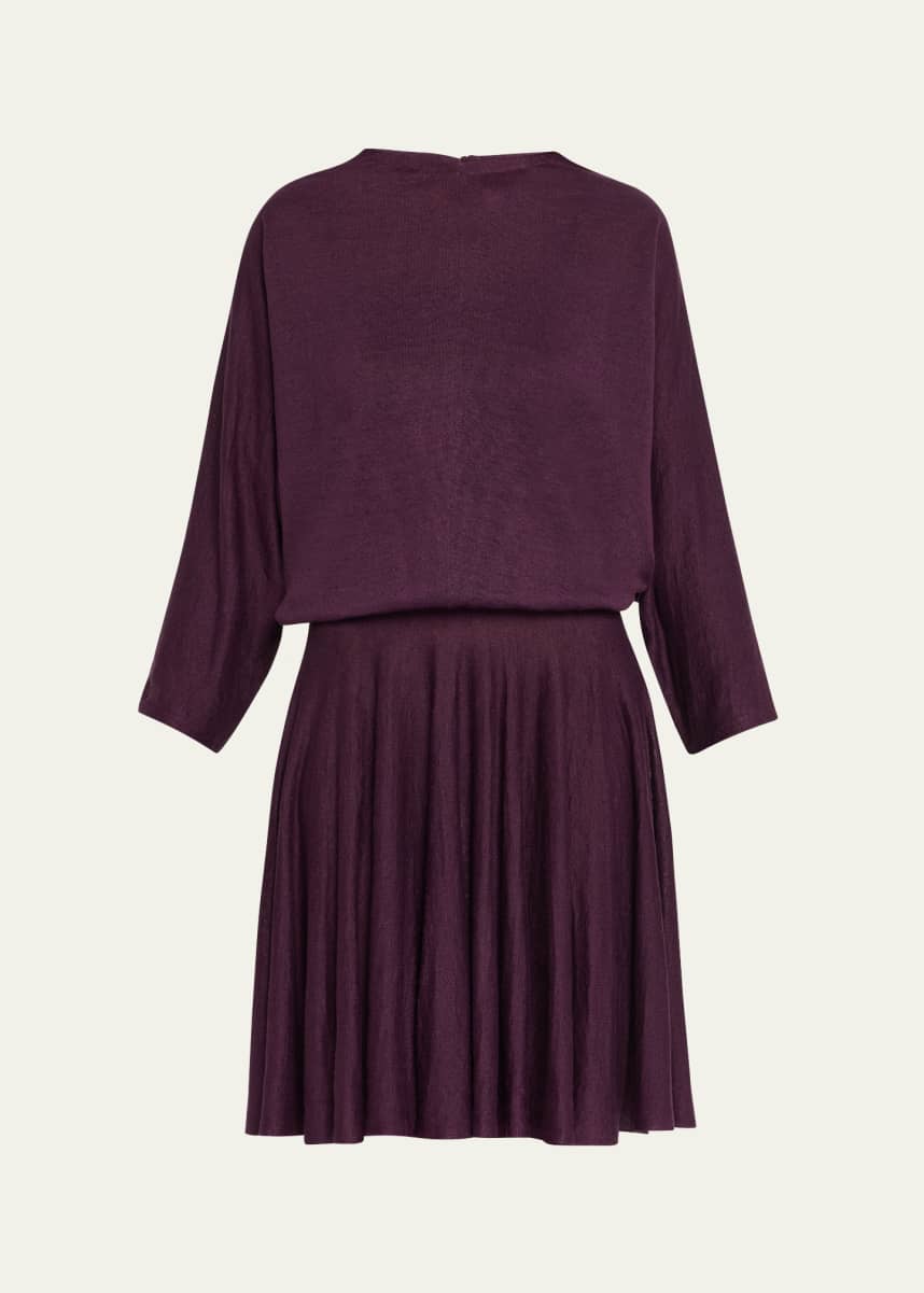 ALAIA Fine Gauge Linen 3/4-Sleeve Skater Dress