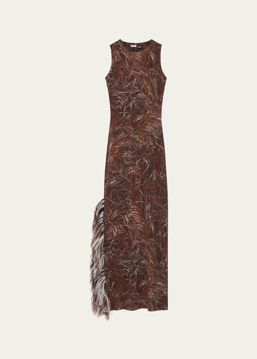 Loewe Feather Detail Tank Maxi Dress