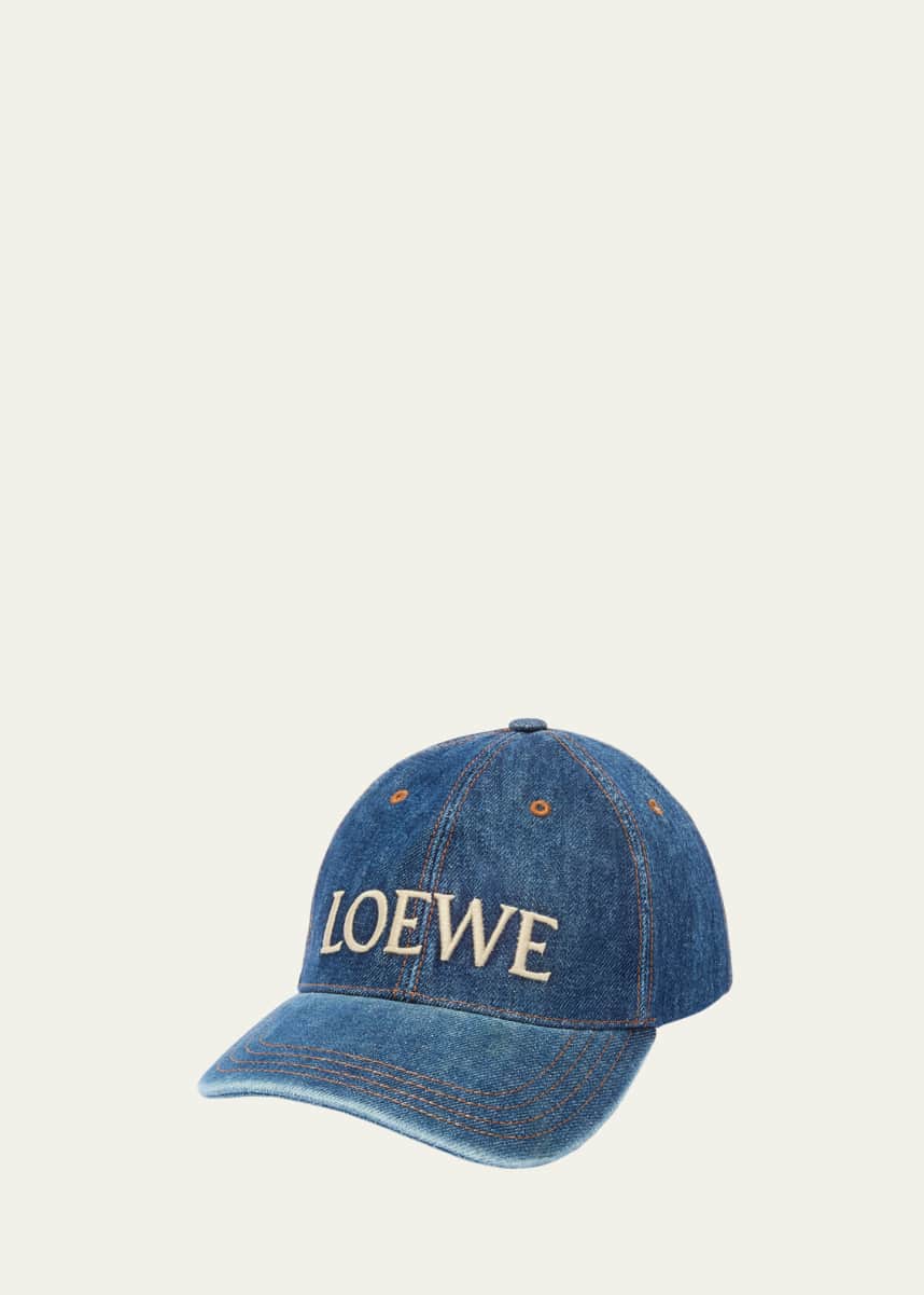 Loewe Men's Denim Logo Baseball Cap