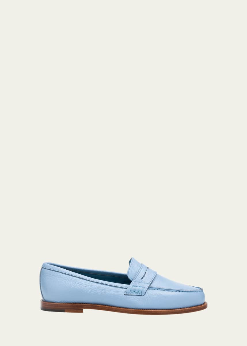Manolo Blahnik Perrita Leather Penny Loafers