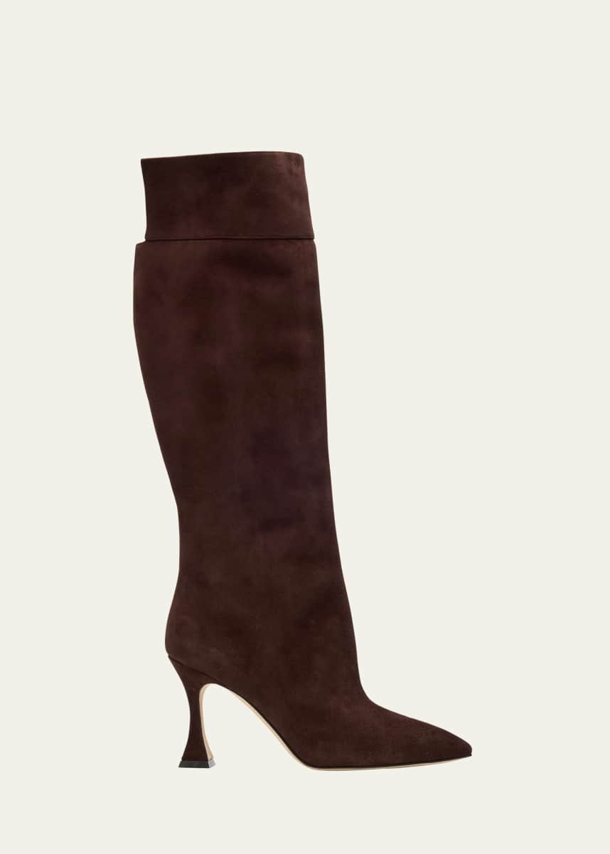 Manolo Blahnik Miralonepla Suede Knee Boots