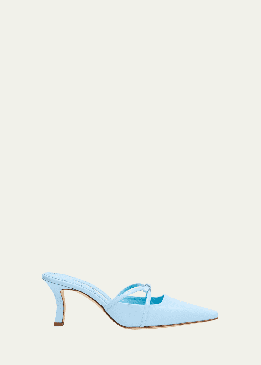 Manolo Blahnik Dariamu Patent Leather Bow Mules