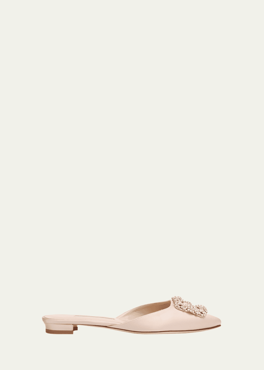 Manolo Blahnik Hangisi Satin Ballerina Flats