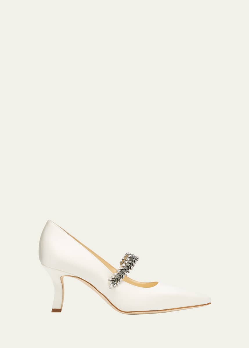 Manolo Blahnik Majika Embellished Satin Pumps