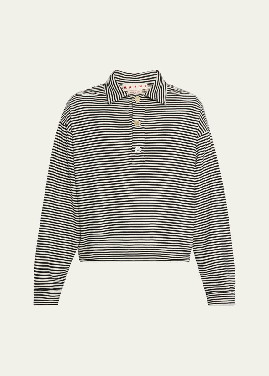 Marni Men's Sailor Stripe Cotton Polo Sweatshirt
