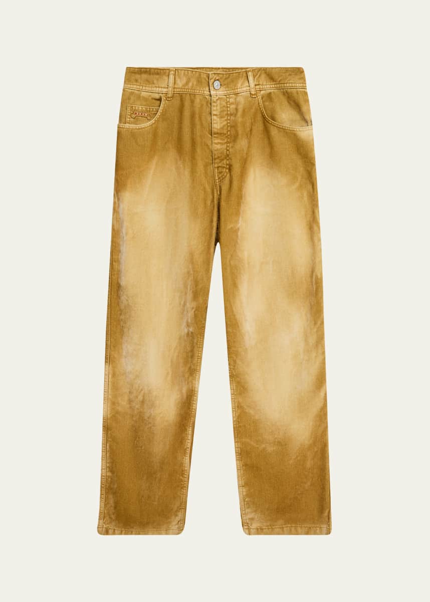 Marni Men's Relaxed-Fit Flocked Jeans