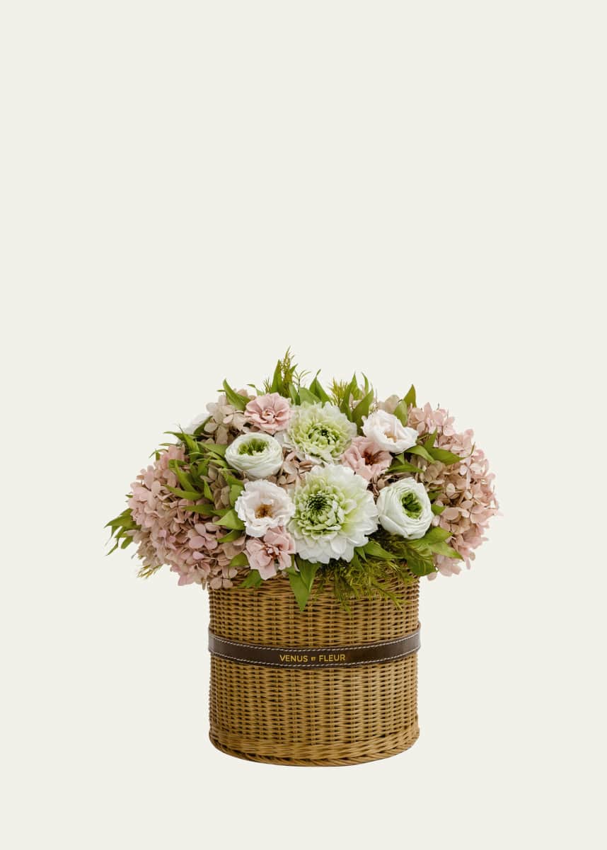 Venus ET Fleur Mixed Eternity Flowers in Thalia Heirloom Wicker Vase, 16" Tall