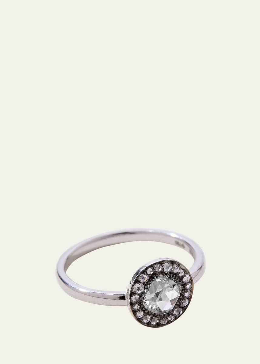 Oscar Massin 18K White Gold Small Lab Diamond Single Halo Ring