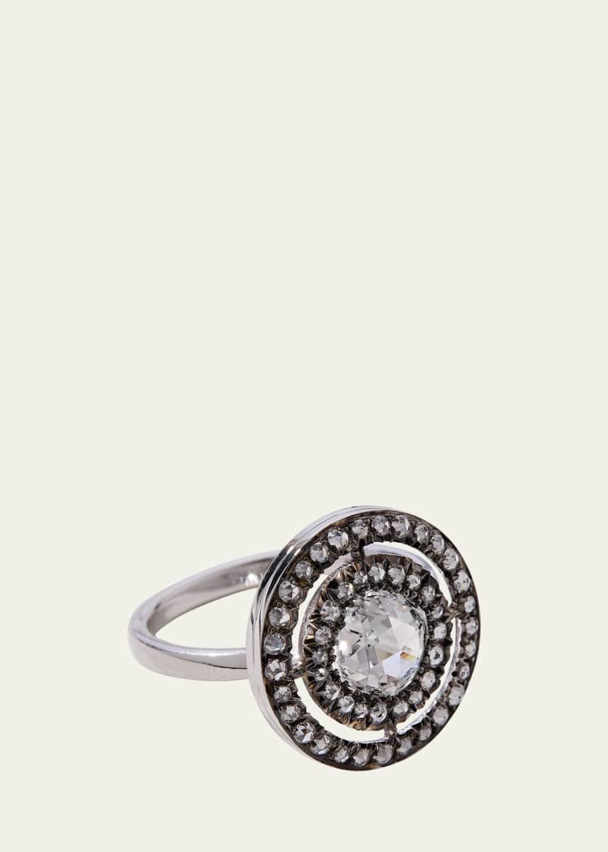 Oscar Massin 18K White Gold Medium Lab Diamond Double Halo Ring