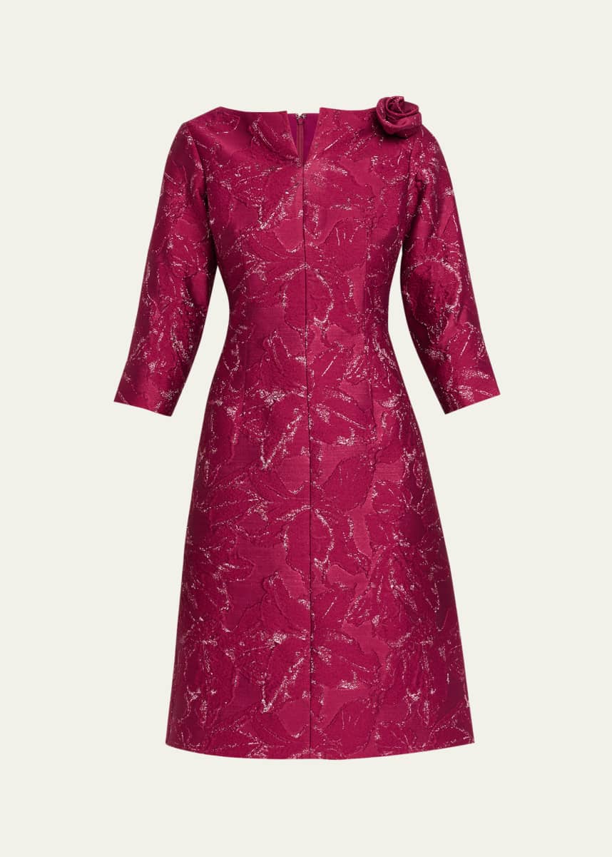 Rickie Freeman for Teri Jon Floral Jacquard Fit-&-Flare Dress