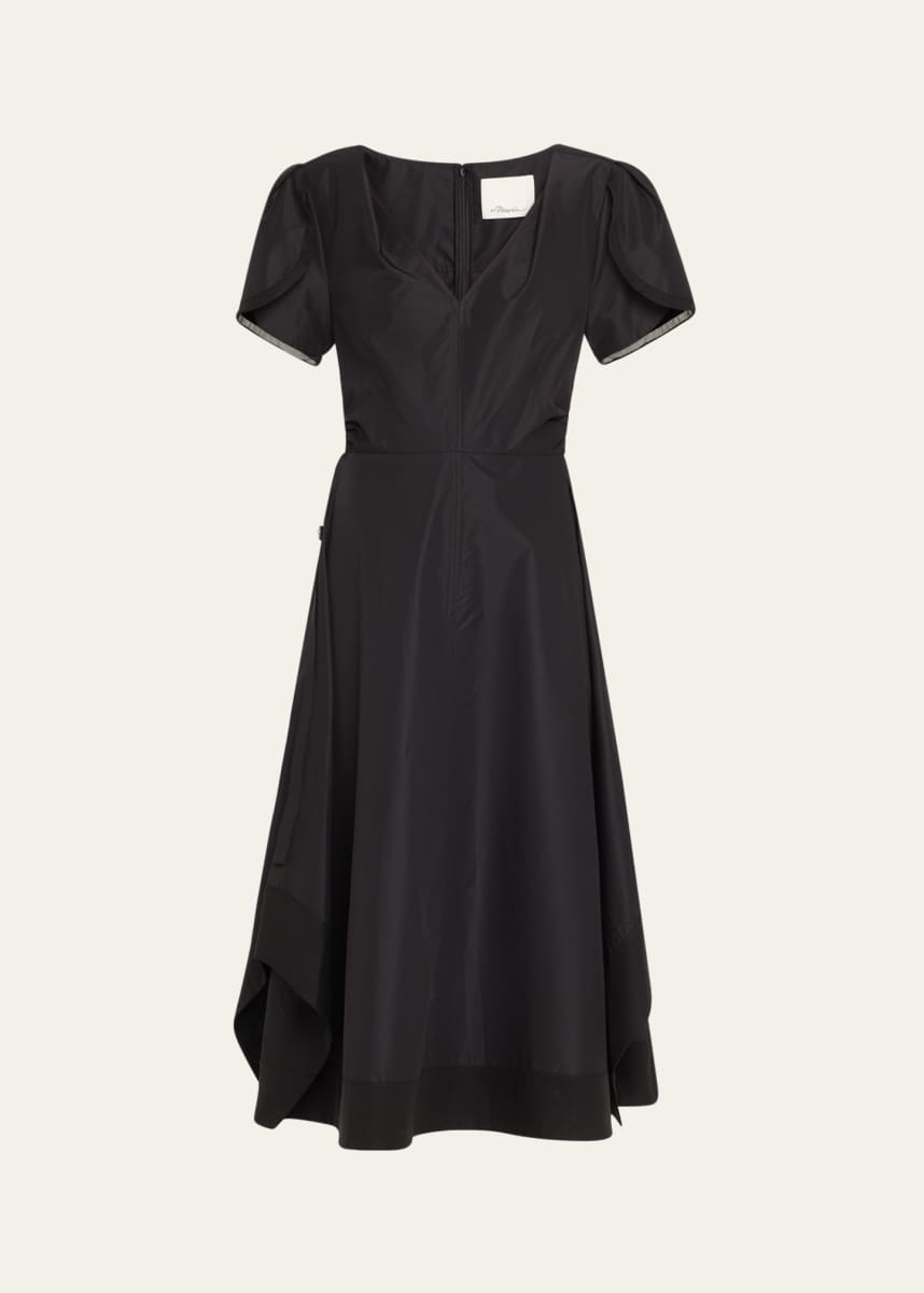 3.1 Phillip Lim V-Neck Tulip-Sleeve Midi Dress