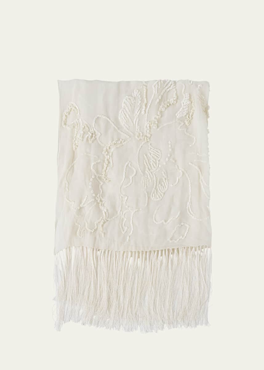 Dries Van Noten Felicia Floral Sequined Fringe Scarf