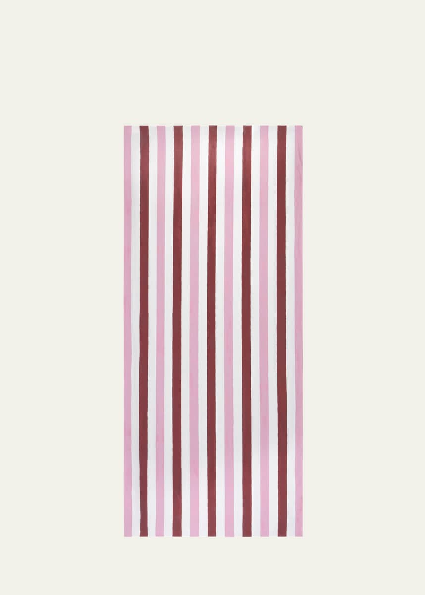 SUMMERILL & BISHOP Raspberry/Rose Pink Stripe Linen Tablecloth, 65" x 98"