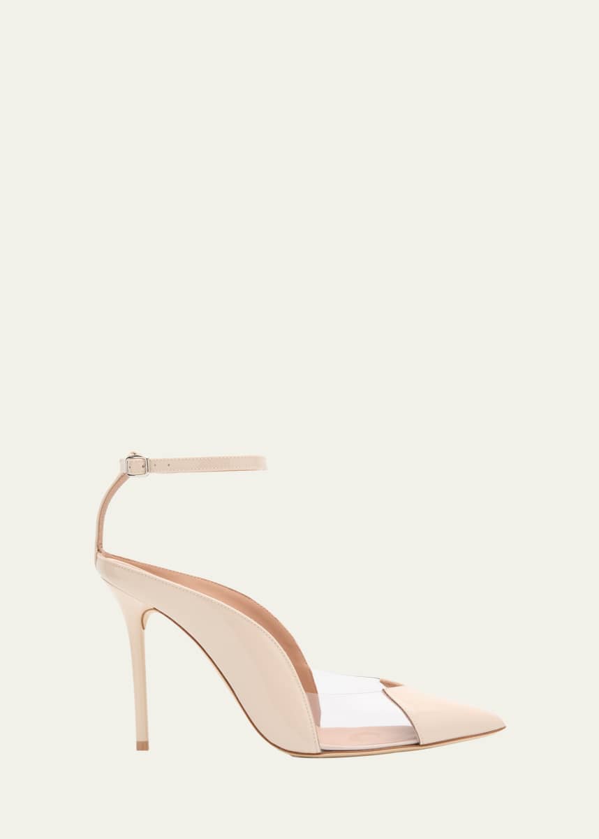 Malone Souliers Malia M-Shaped Pointed Cap Toe Patent Leather Pumps