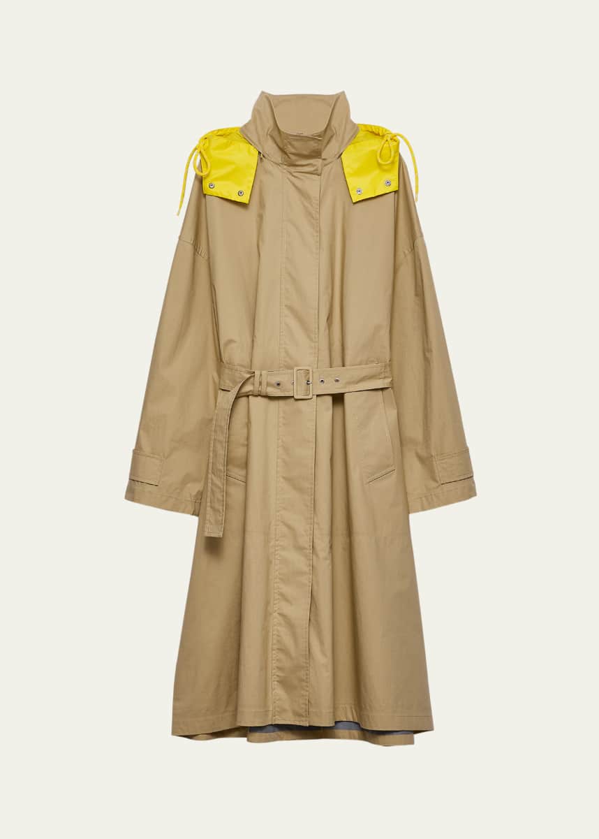 Prada Hooded Technical Poplin Raincoat