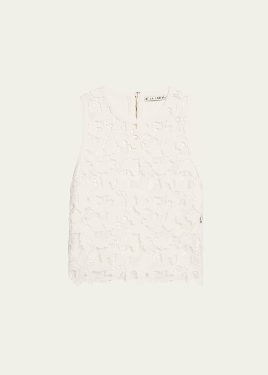 Alice + Olivia Danielle Lace-Front Sweater Tank