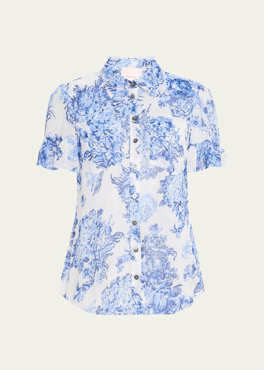 Cinq a Sept Lyra Costal Bouquet Short-Sleeve Top