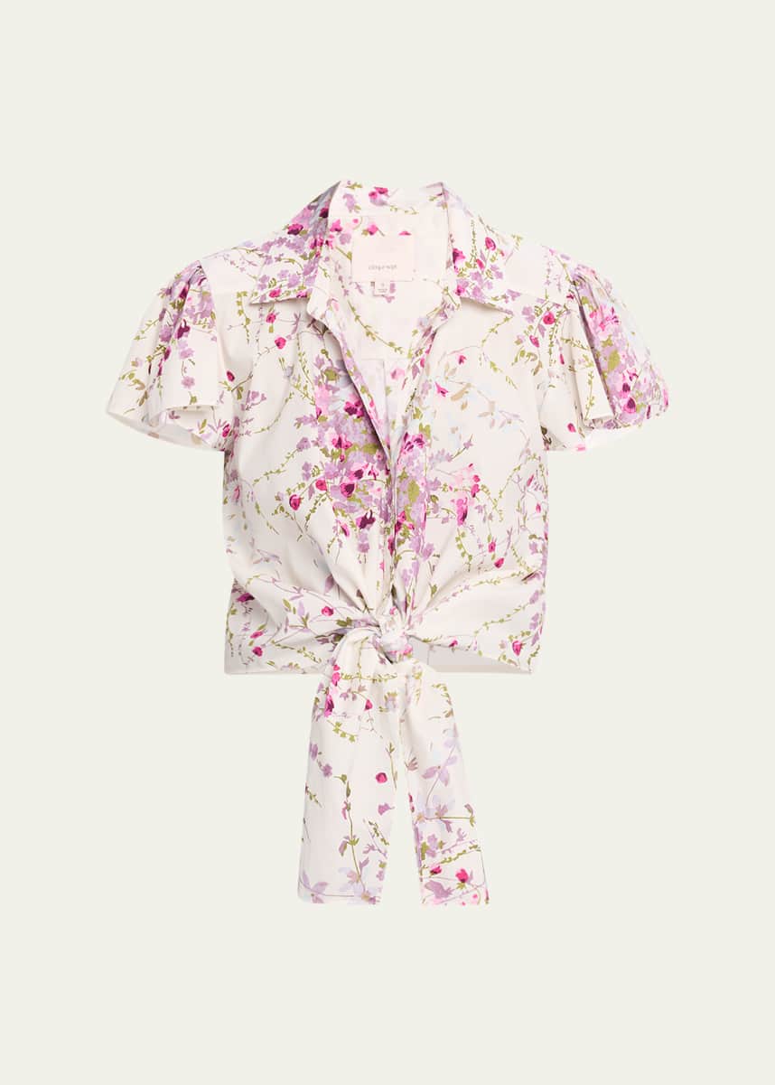 Cinq a Sept Marianna Tie-Front Midsummer Bloom Blouse