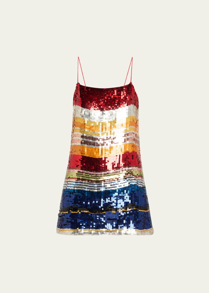 Alice + Olivia Bridget Spaghetti-Strap Sequined Mini Dress
