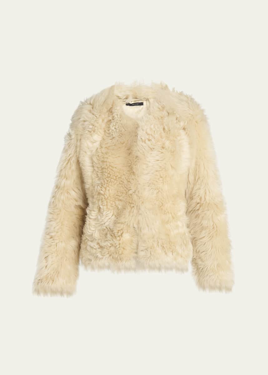 TOM FORD Curly Sheep Shearling Collarless Jacket