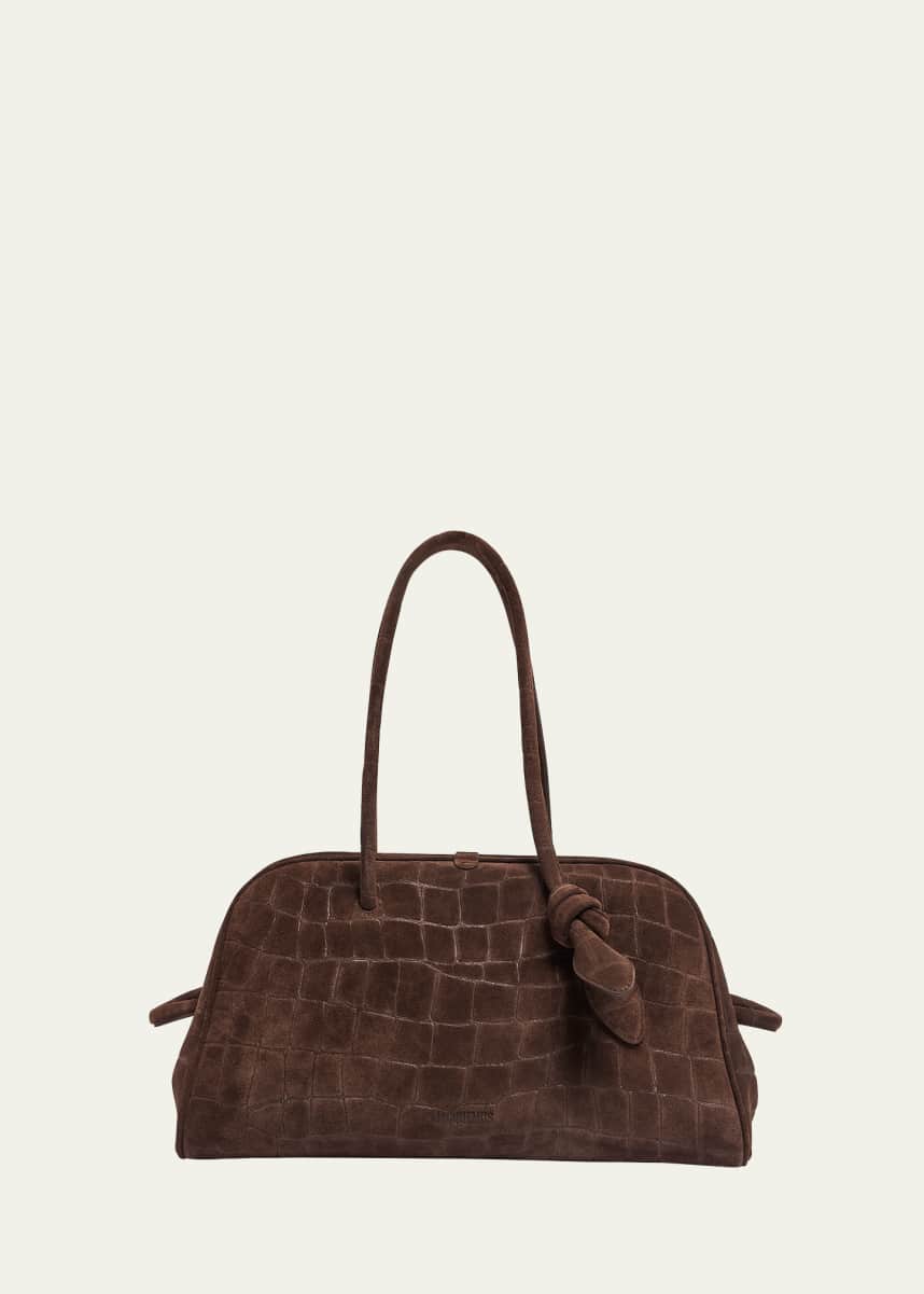 Jacquemus Le Turismo Croc-Embossed Suede Shoulder Bag