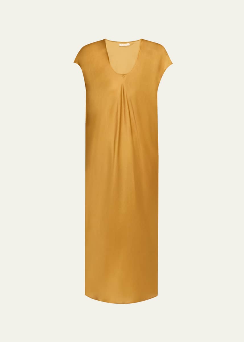 Khaite Darby Cap-Sleeve Bias Silk Maxi Dress