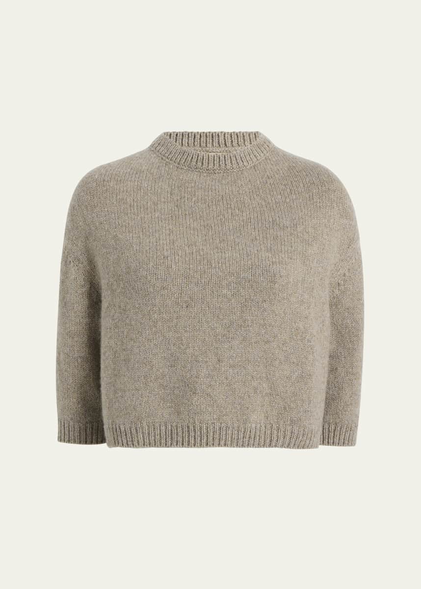 Khaite Sabina Cashmere Elbow-Sleeve Boxy Sweater