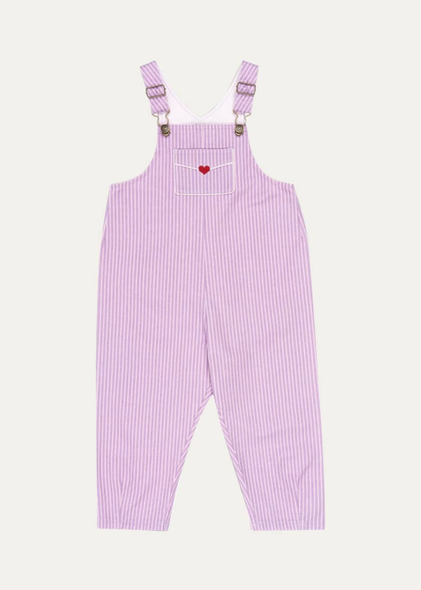 Konges Slojd Rosie H-W x Girl's Love Letter Overalls, Size 12M-4