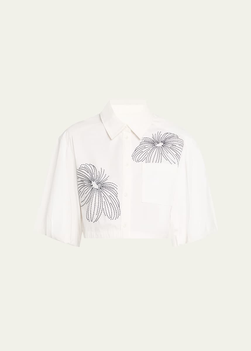 Cinq a Sept Rhea Sunburst Puff-Sleeve Top
