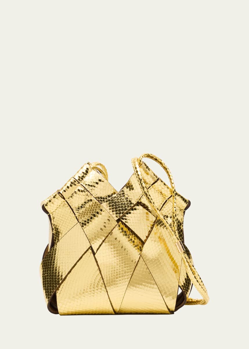 Ulla Johnson Charlotte Metallic Snake-Print Crossbody Bag