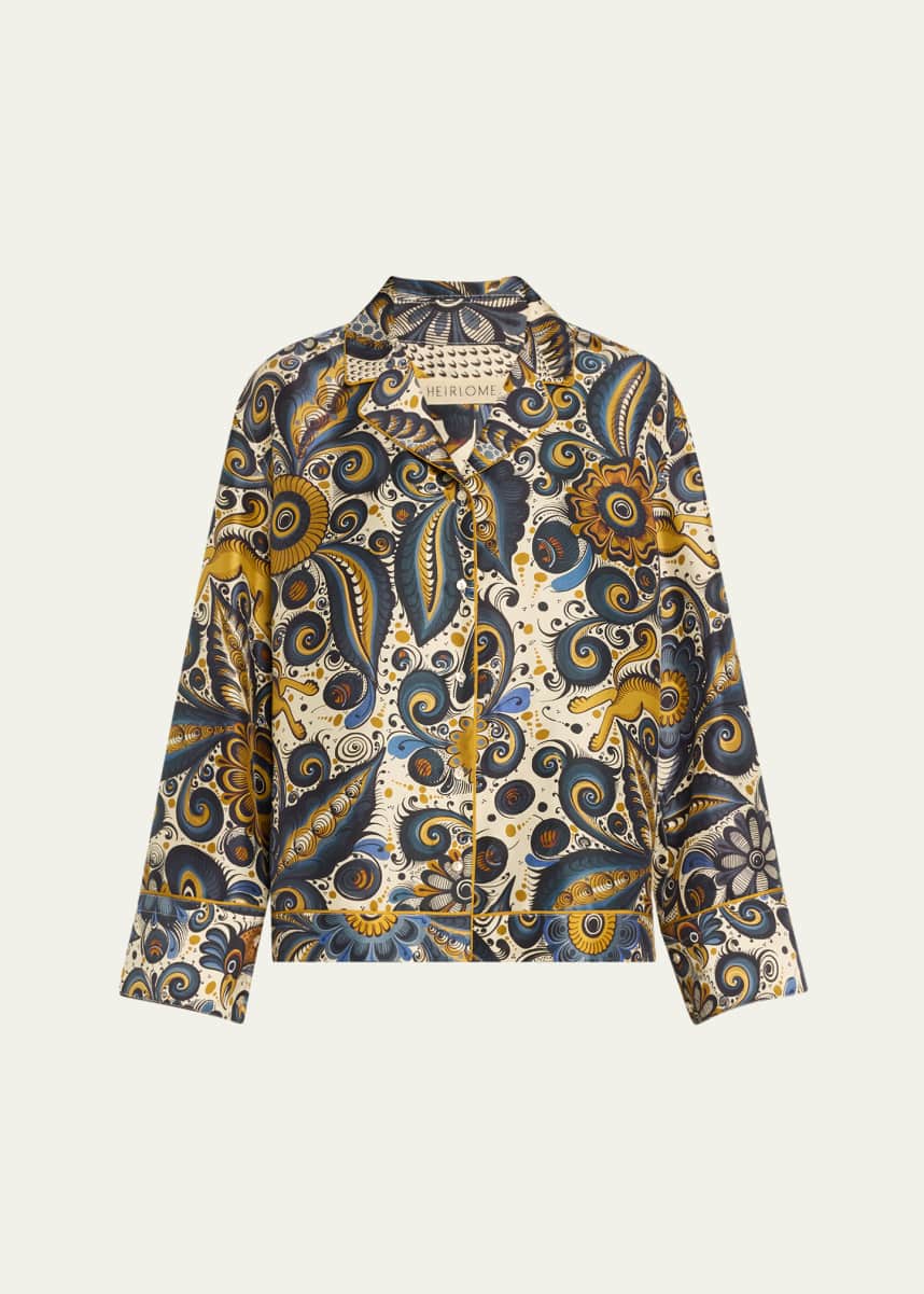 Heirlome Alvarez Nogal Silk Pajama Shirt