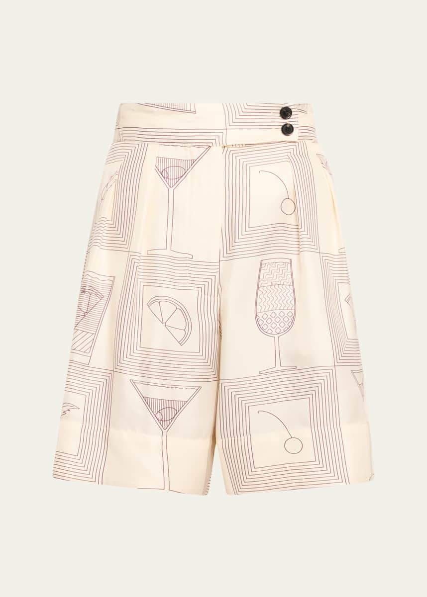 Loro Piana Dorin Aperitivo Twill Pleated Bermuda Shorts