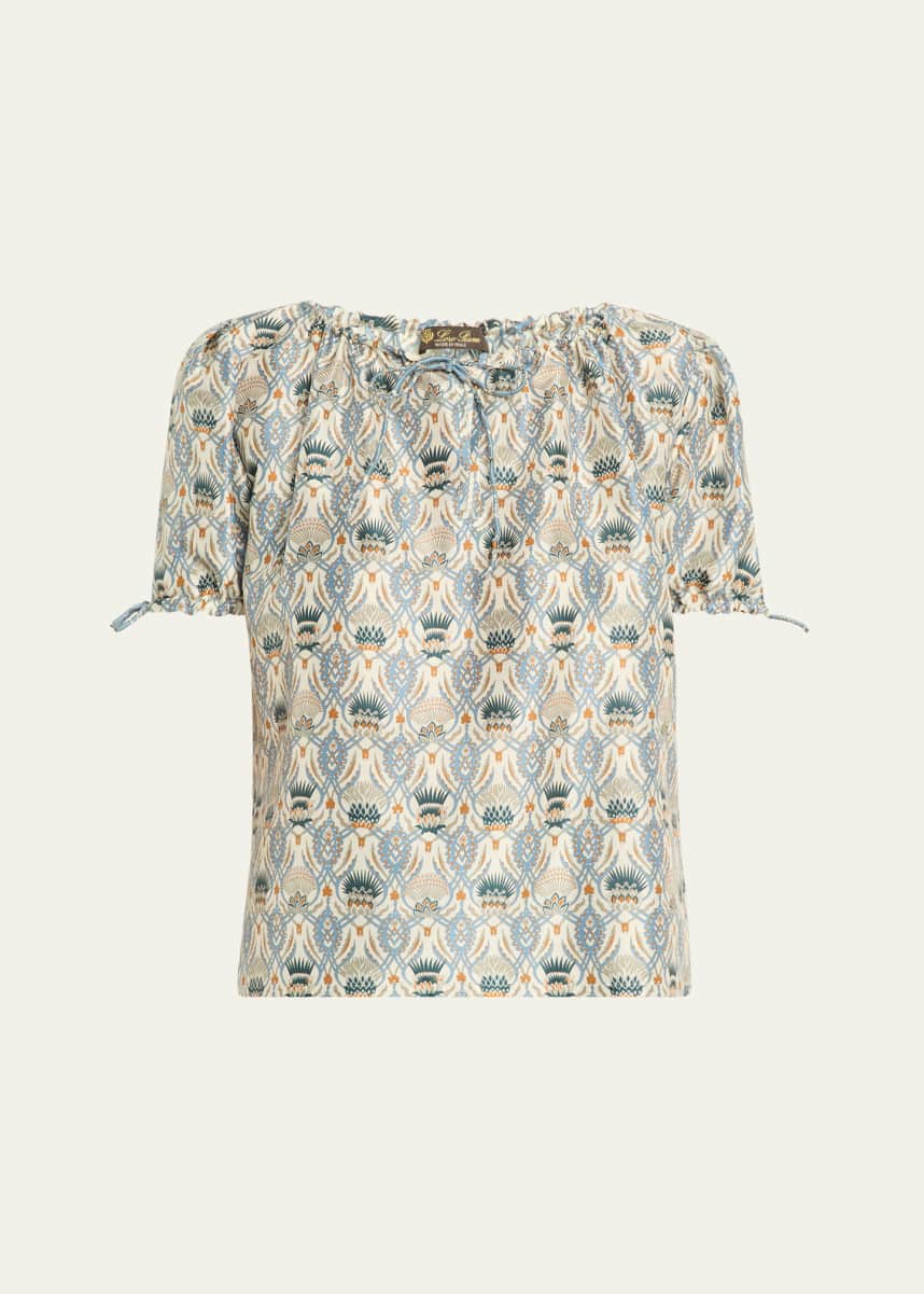 Loro Piana Rose Cardo Veneziano Printed Silk Shirt